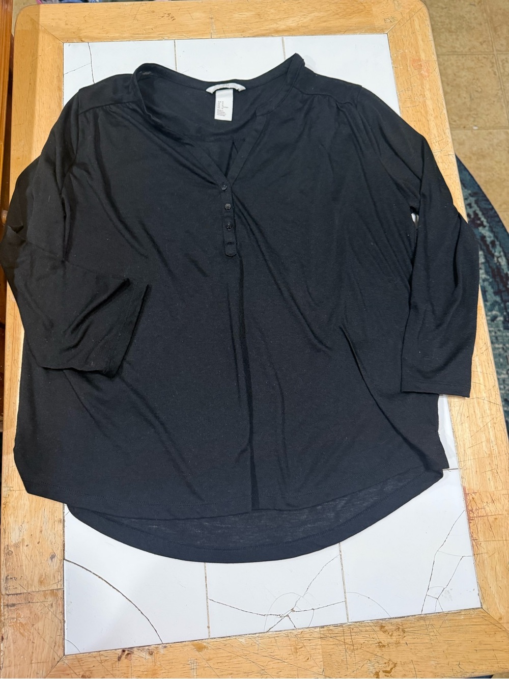 Black Women's Button-Front Henley Top By        H & M